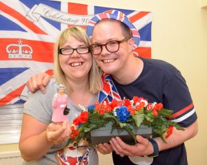 WOLVERHAMPTON DAVE FINCHETT 16/06/2016  Celebrating the Queen's 90th Birthday at the Gateway Club, Beckminster Church Hall, are Abbey Burgess (26) and boyfriend Andrew Beardsmore (28).